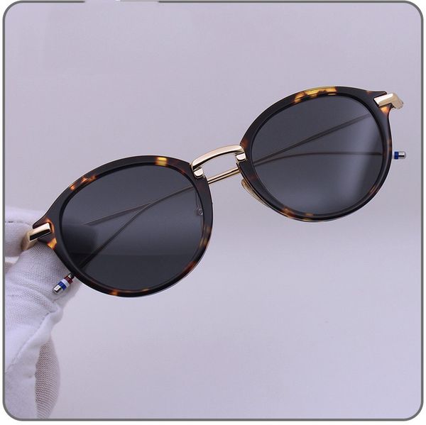 

luxury designer glasses 2021 thom brand design sunglasses classic round titanium alloy uv protection tb011 men's women's sun glass, White;black