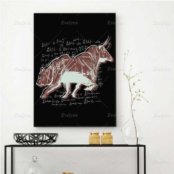 

paintings stock market bull bear inspirational,motivational quote poster and print modern home decor wall art canvas painting office