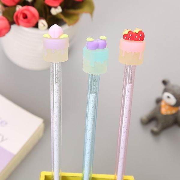 

3pcs lot cute fruit cake gel pens creative kawaii pen for girls school stationery 2021 office accessories