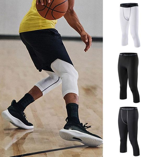 

running pants men's fitness sports tights elastic soccer quick-drying training basketball compression leggings, Black;blue