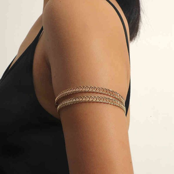 Braccialetti con braccio a filo semplice in oro punk per donna Boho Upper Band Jewelry Fashion Cuff Bracciale con prestazioni regolabili Regalo per feste