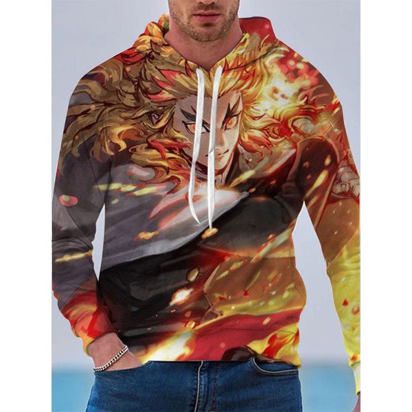 

kimetsu no yaiba gold pattern men is a 3d printed hoodie visual impact party punk goth round neck sweatshirt hoodie, Black