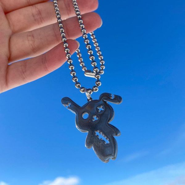

pendant necklaces vintage dark retro egirl hip hop y2k jewelry fashion necklace harajuku round beads aesthetic neck chain gifts, Silver