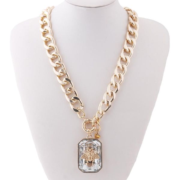 

chokers bee large aluminum necklace glass choker luxurious exaggeration short necklaces bohemia bijoux femme jewelry wholesa, Golden;silver