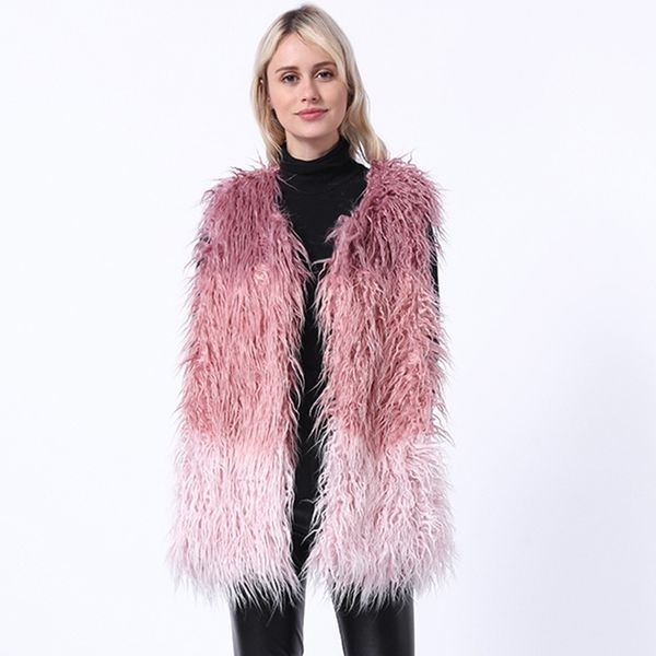 

fur imitation fur coat women medium long radish silk vest, Black