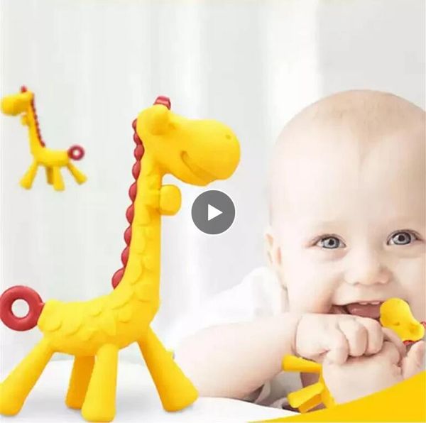 Baby Teether Cartoon Thething Casting BPA Бесплатные мягкие силиконовые зубы детка, которые опеятся молярный род жирафа, чтобы укусить прожекторы Safty