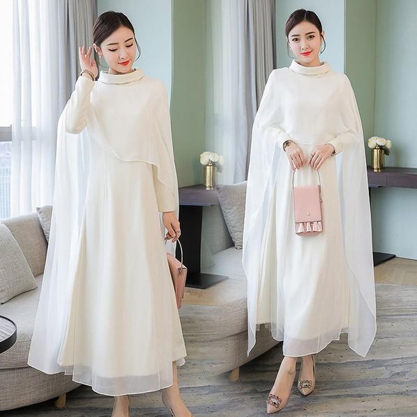 

casual dresses 2021 style autumn women dress plus long vintage sleeve white vestido robe elbise 4345, Black;gray