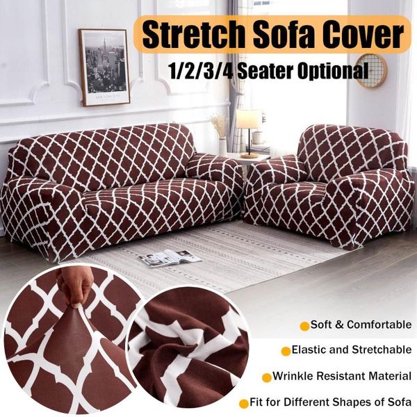 

chair covers brown 1/2/3/4 seater elastic sofa armchair couch cover settee stretch removable protective slipcovers for living room bedroom