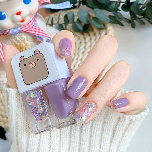 

nail polish manicure water-based bright scrub can tear gemini two bottles set twin combination glitter nal art tools