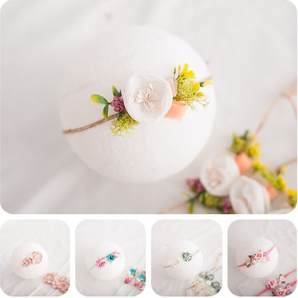 

28 styles newborn pgraphy baby flower pearl tire props infant p hair accessories toddle lace crown, Slivery;white
