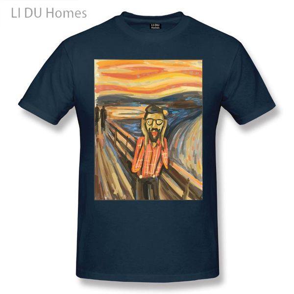 

fashionable style men's t-shirts lidu funny that features screaming parody the painting scream short sleeve tees shirt, White;black