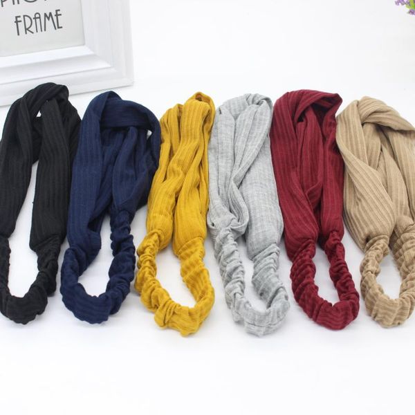

hair accessories women summer autumn headband vintage cross knot elastic bands soft solid girls hairband korean fashion