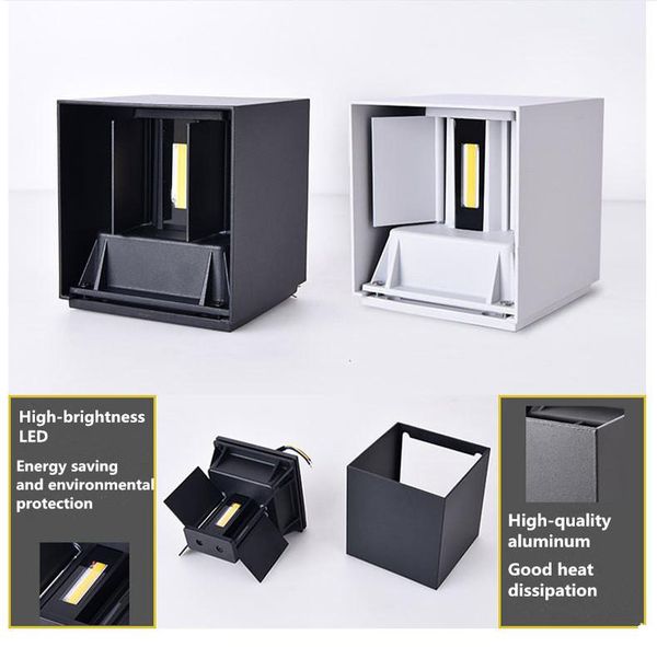 

waterproof 12w/20w in/outdoor led wall lamp modern aluminum adjustable surface mounted square round garden porch light