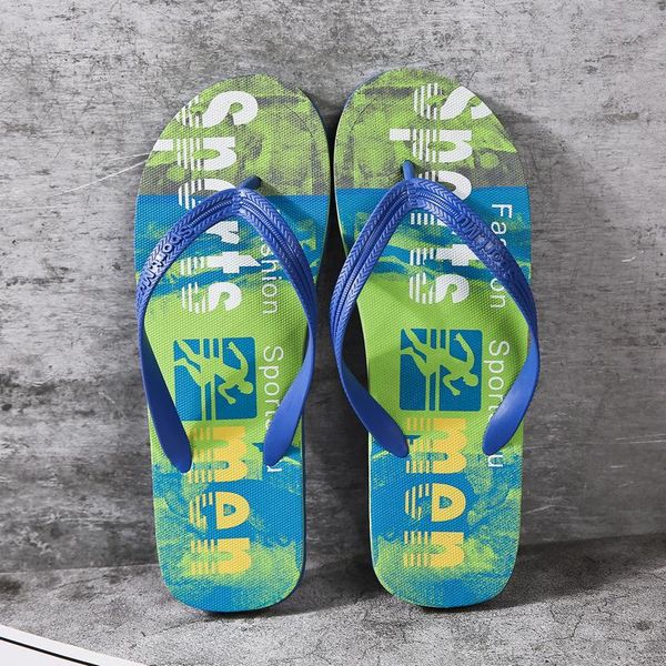 

vero novos chinelos masculinos de duas cores carta impresso flip-flops sapatos praia slippers, Black