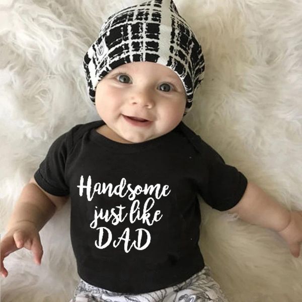 

rompers baby cute white casuals handsome just like dad letter print born bodysuits summer boy clothes short sleeve bodysuit, Blue