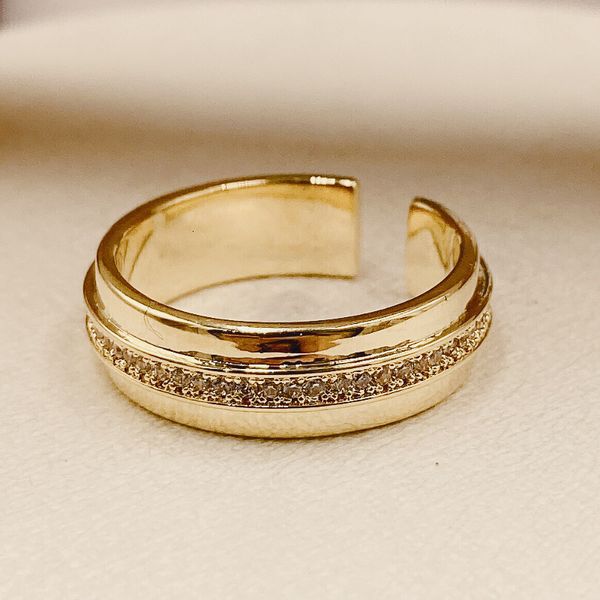 

moguang's micro inlaid zircon electroplated real gold ring, Silver