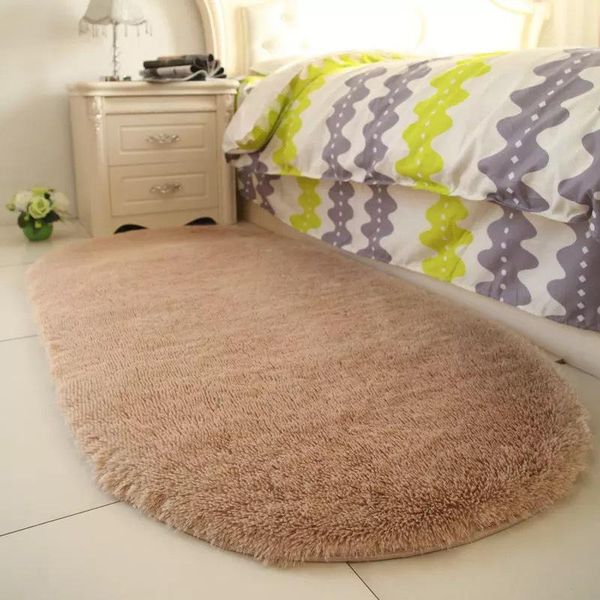 

carpets solid color oval washable floor mats for home living room rug bedroom bed front blanket coffee table 40*60cm