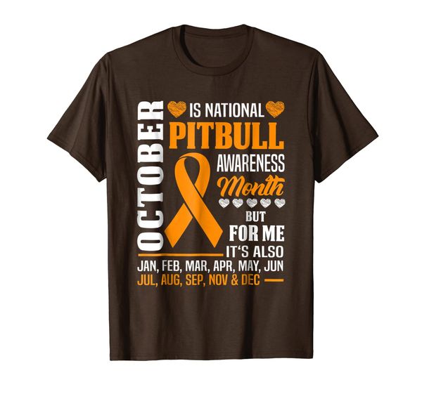 

october is pitbull awareness month shirt orange ribbon dog, White;black