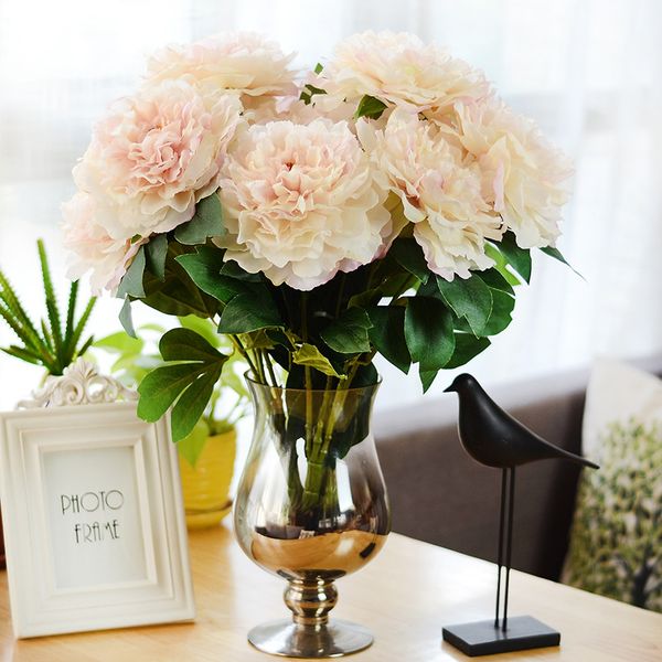 

big five-head royal peony artificial silk flowers for home decorations wedding bouquet for bride fake flower