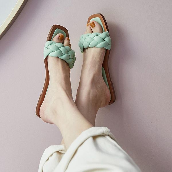 

slippers size 34-40 women flats sandals pu leather fashion at home summer shoes woman party wedding lady footwear, Black