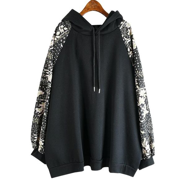 

women's hoodies & sweatshirts [ewq] sweatshirt women print loose office lady wild slim full sleeve hooded over size 2021 spring autumn, Black