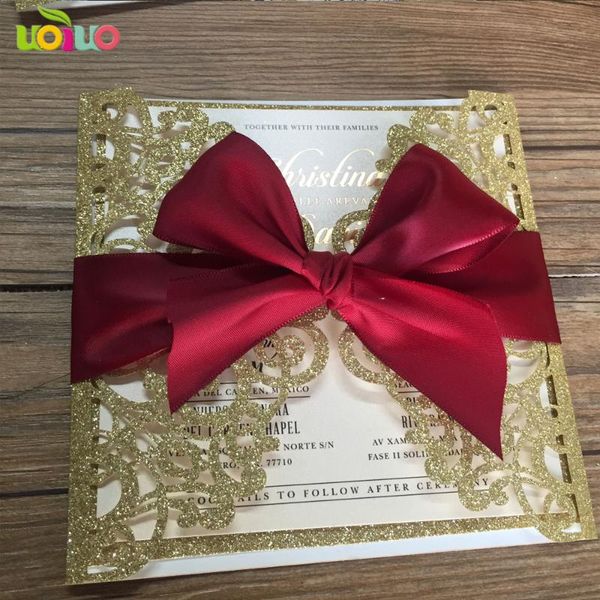 

greeting cards bow diy customized 50set inc43 blue laser cut wedding invitations card greet personalized custom ,ivory