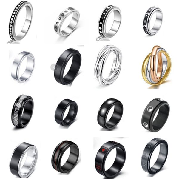 

star moon titanium steel rotating ring stainless steels rings, Silver
