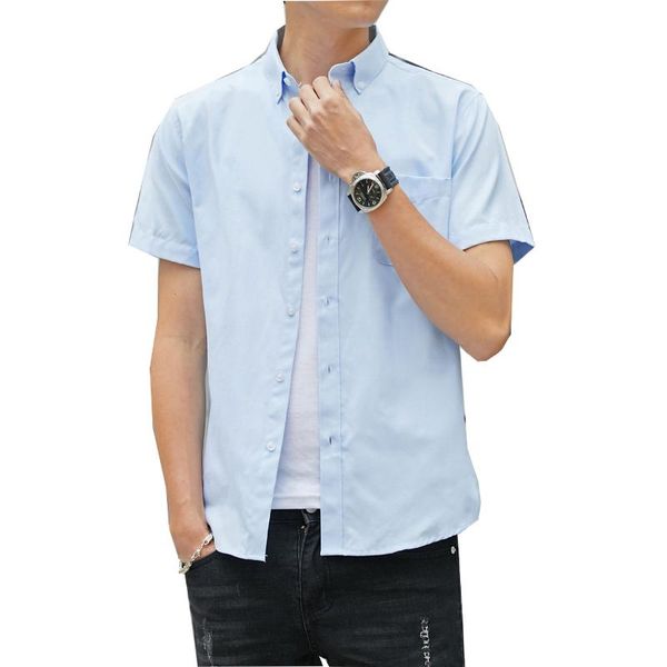 

summer men's short sleeve business shirt korean slim oxford spinning casual shirts, White;black