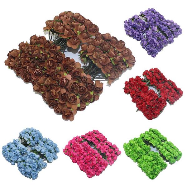 

pcs/pack multi color artificial rose paper flowers peony bridal wedding bouquet home decor party tools decorations decorative & wreaths