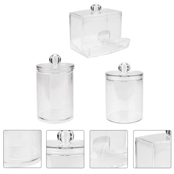 

soap dishes 3pcs transparent storage boxes cotton swab bathroom swabs holders
