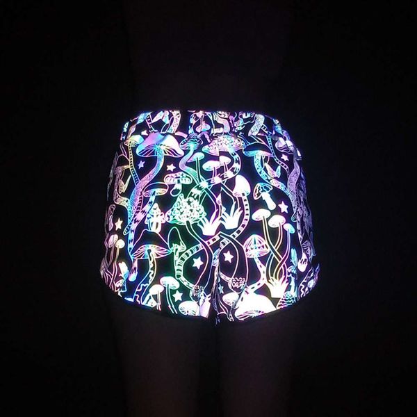 

women's shorts pants colorful reflective running zmuf, White;black