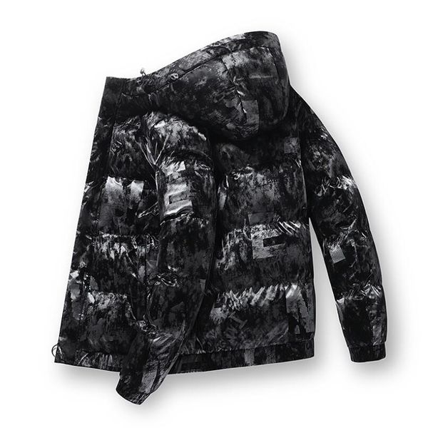 Overseas Atacado E-Commerce Inverno Novo Men's Short Young Men's Shiny Hooded Warm Jacket Jacket Roupas de algodão
