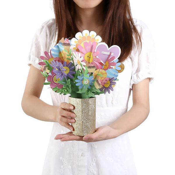 

greeting cards 3d bouquet up card handmade popup for mothers day birthday anniversary thank you