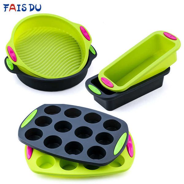 Silicone High-end Domicílio Retangular Toast Resistente à Redonda Bolo Rodada Molde Non-Stick Disponível Ferramentas de Cozimento 210721