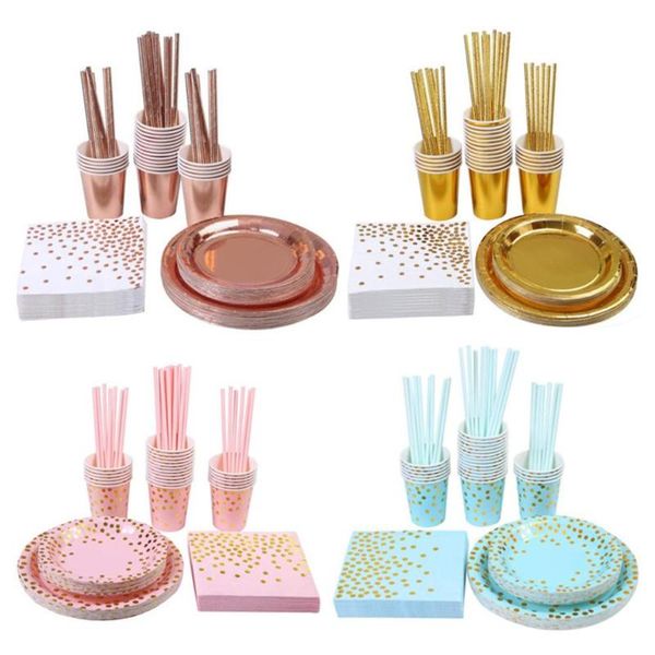

disposable dinnerware suit 8 people plates paper cups straw party tableware 30 birthday decor wedding happy kids adult