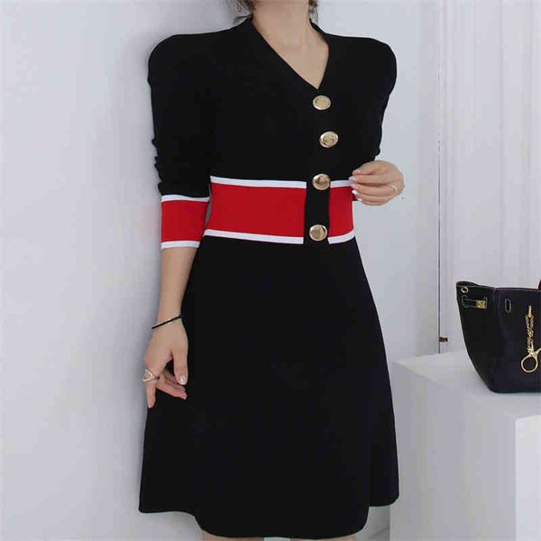 

womens dress korean long sleeve knitted sweater dress womens spring and autumn sweater knitted ladies, Black;gray