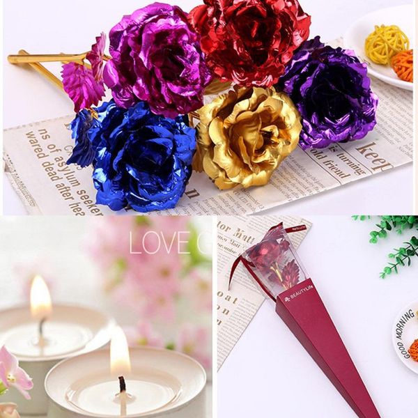 

decorative flowers & wreaths romantic 24k gold foil plated rose wedding decoration golden dipped artificial flower personalized party suppli