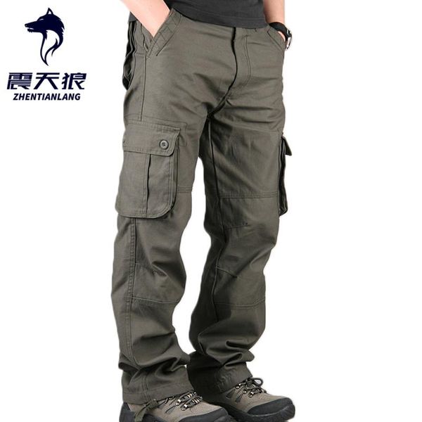 

men's pants summer cargo casual multi pockets military tactical men outwear streetwear army straight slacks long trousers, Black