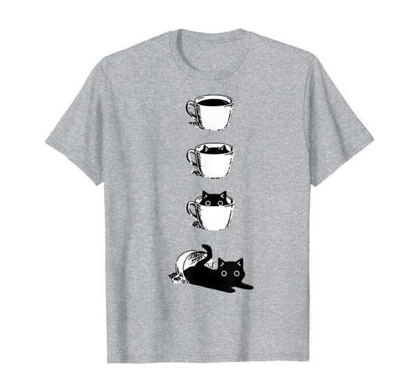 

funny cats in black coffee cup t-shirt, White;black