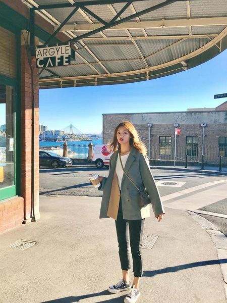 

women's jackets contrast color casual simple lapel coat, Black;brown