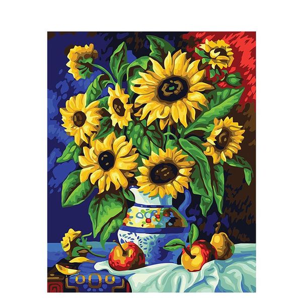 

paintings oil painting flowers handmade coloring acrylic paints picture by number drawing diy craft kits for adults frame 40x50 decor art