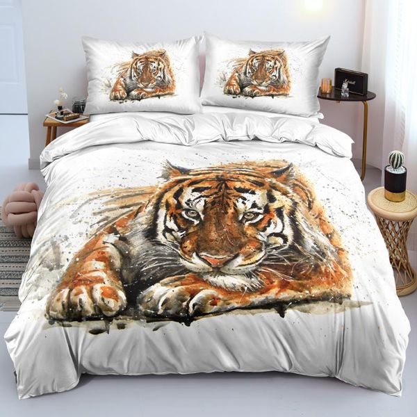 

bedding sets 3d white set design animal quilt cover tiger comforter covers pillow sham king  super twin size 160*200cm