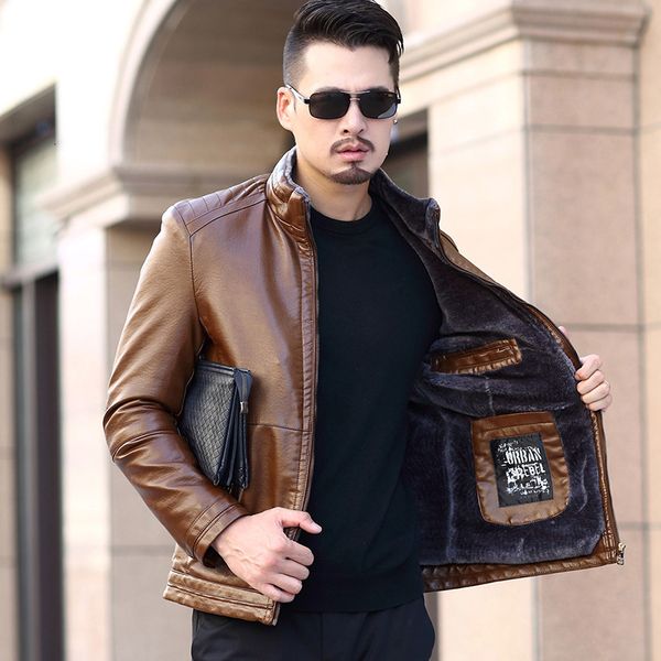 

men's leather & faux winter jackets, casual wear, bomber pu windbreaker, motorcycle leather men's dripping water, Black
