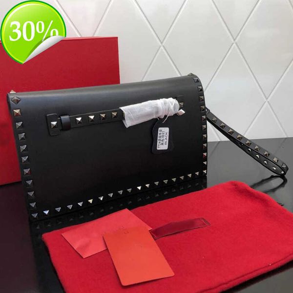

rivet clutch bags women handbags wallet stud wristlet hand bag real leather fashion letter detchable chain shoulder strap interior pocket