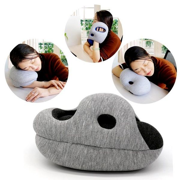 

pillow nap office sleeping hand airplane travel particles comfortable lying student