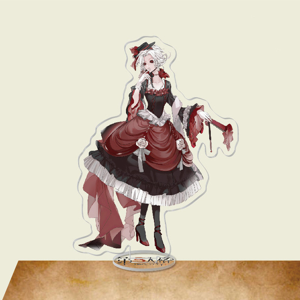

identity v keychain women acrylic anime cartoon standing figure key ring man key chains aesop carl game pendant kids key holder, Slivery;golden