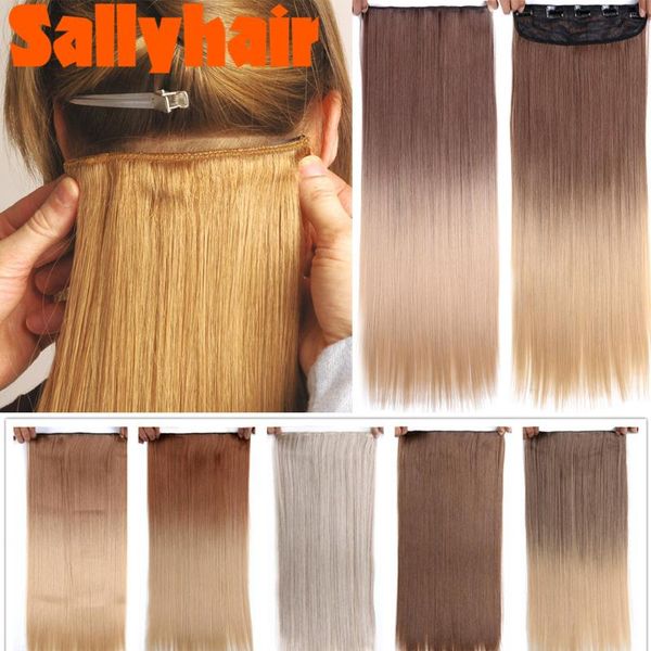 

synthetic wigs sallyhair 22 inch 5 clip long curly women in hair black brown high tempreture piece