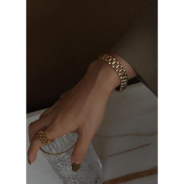 

link, chain sell 316l stainless steel gold silver plated bracelet for hiphop punk trendy jewelry men women, Black
