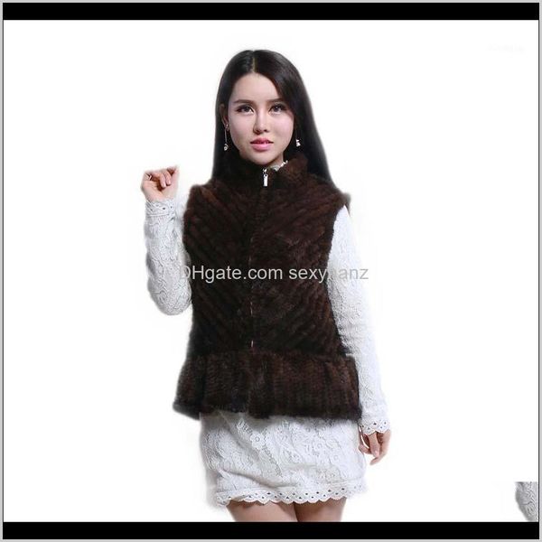 

womens faux fur women short knitted vest fashion stand collar mink leather vests1 qazvq qmkyu, Black