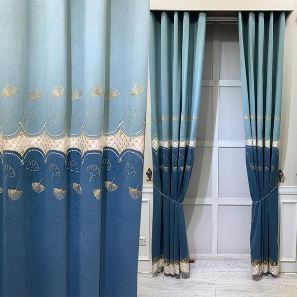 

modern and simple silk velvet boutique paste curtains high-end embroidery living room bedroom custom curtain & drapes